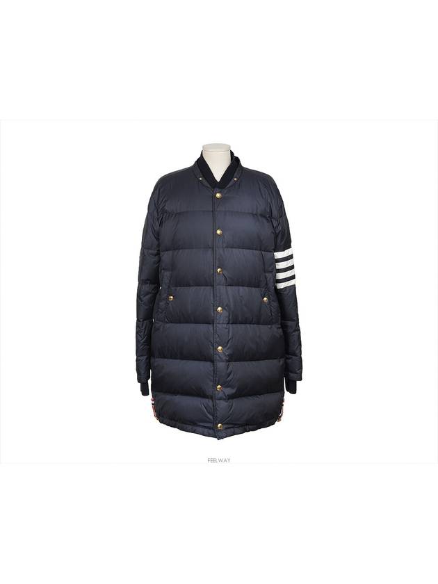 Matte nylon 4 bar down coat navy 2 74397 - THOM BROWNE - BALAAN 5