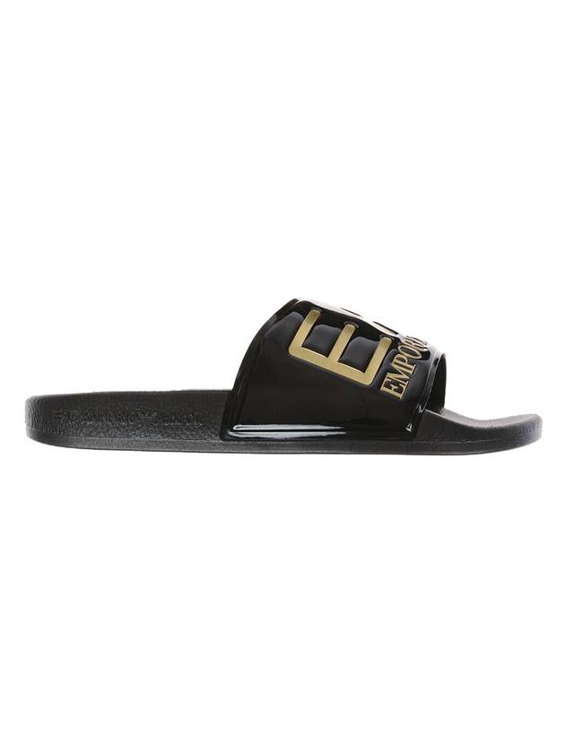 EA7 Embossed Logo Flat Slippers Black Gold - EMPORIO ARMANI - BALAAN 1