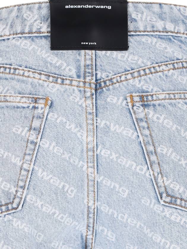 All-Over Logo Bite High Waist Denim Shorts Blue - ALEXANDER WANG - BALAAN 4