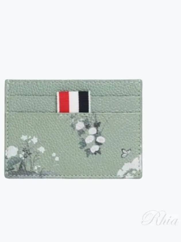 Flower Print Single Card Wallet Light Green - THOM BROWNE - BALAAN 2