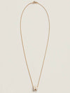 Mini Pop H Pendant Necklace Gold Blanc White - HERMES - BALAAN 3