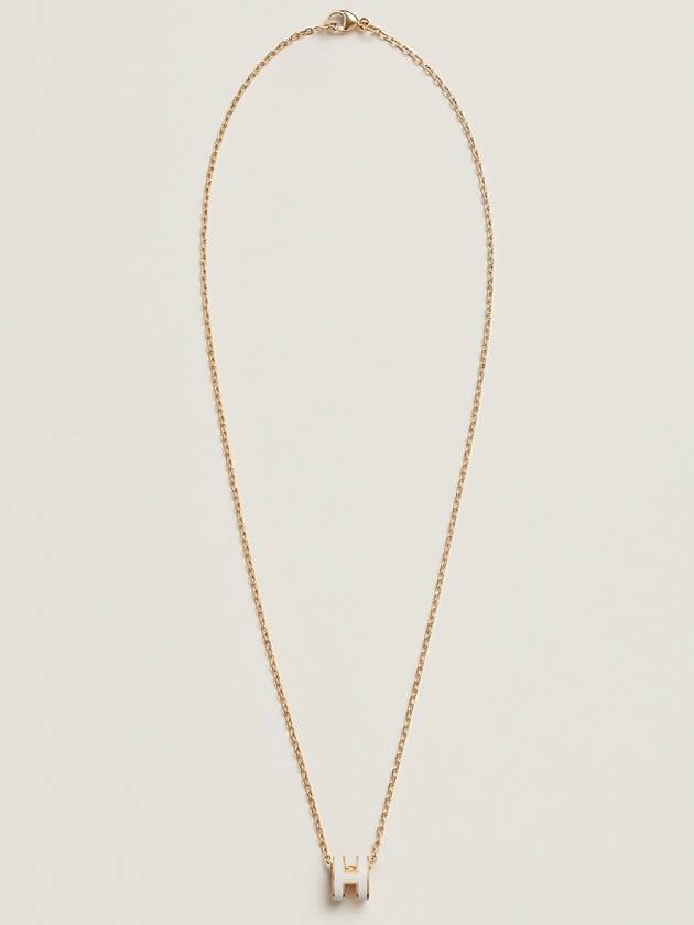 Mini Pop H Pendant Necklace Gold Blanc White - HERMES - BALAAN 3