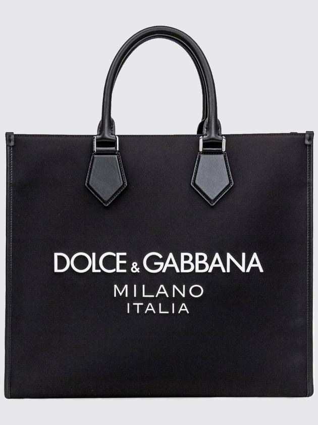 Dolce &amp; Gabbana bag in nylon and leather with rubberized logo - DOLCE&GABBANA - BALAAN 1