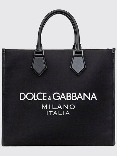 Dolce & Gabbana bag in nylon and leather with rubberized logo - DOLCE&GABBANA - BALAAN 1