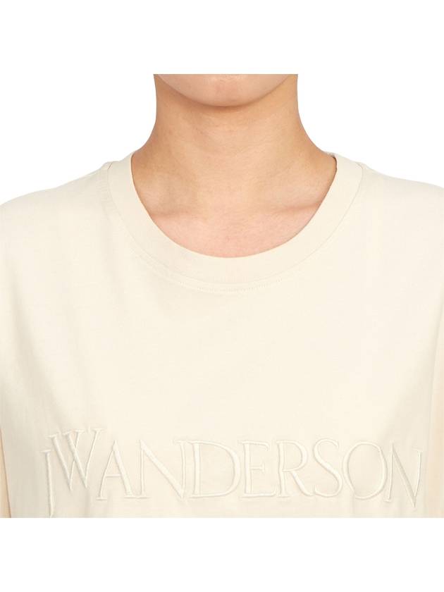 Embroidery Logo Cotton Short Sleeve T-Shirt Beige - JW ANDERSON - BALAAN 9