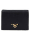 Small Saffiano Metal Logo Bicycle Wallet Black - PRADA - BALAAN 1