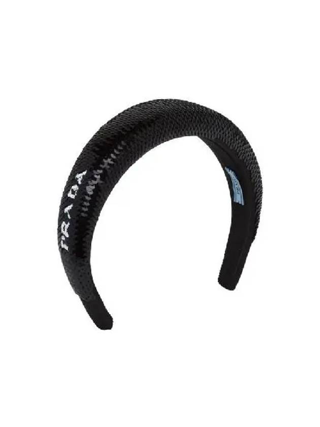 Logo Sequin Hairband Black - PRADA - BALAAN 2