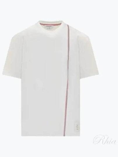 RWB Stripe Cotton Short Sleeve T-shirt White - THOM BROWNE - BALAAN 2