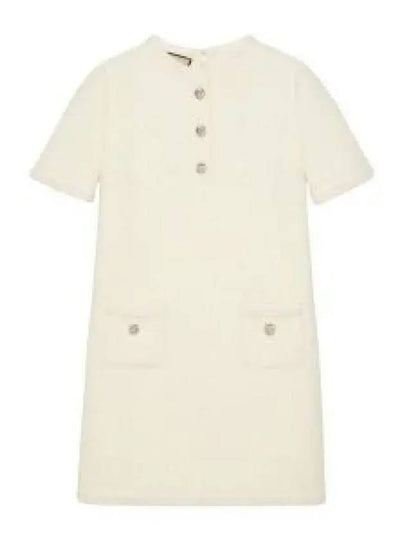 Wool Tweed Short Dress Ivory - GUCCI - BALAAN 2