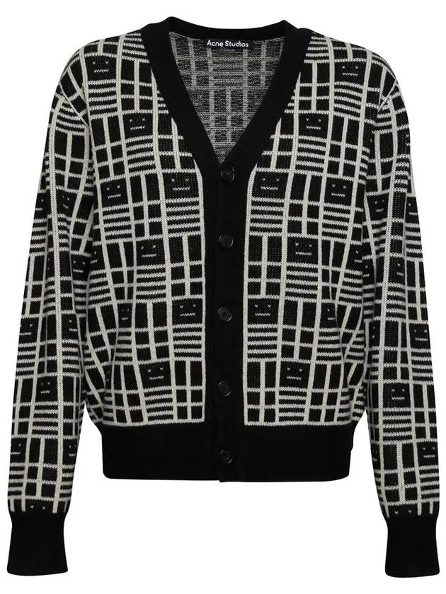 Face Checkerboard Logo Cardigan Black - ACNE STUDIOS - BALAAN 2