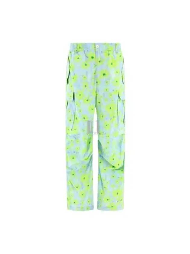 Floral Print Cargo Straight Pants Light Blue - MARNI - BALAAN 2