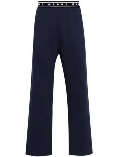 Logo Waistband Jersey Cotton Straight Pants Navy - MARNI - BALAAN 2