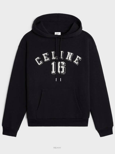 16 Loose Cotton Fleece Hoodie Black - CELINE - BALAAN 2