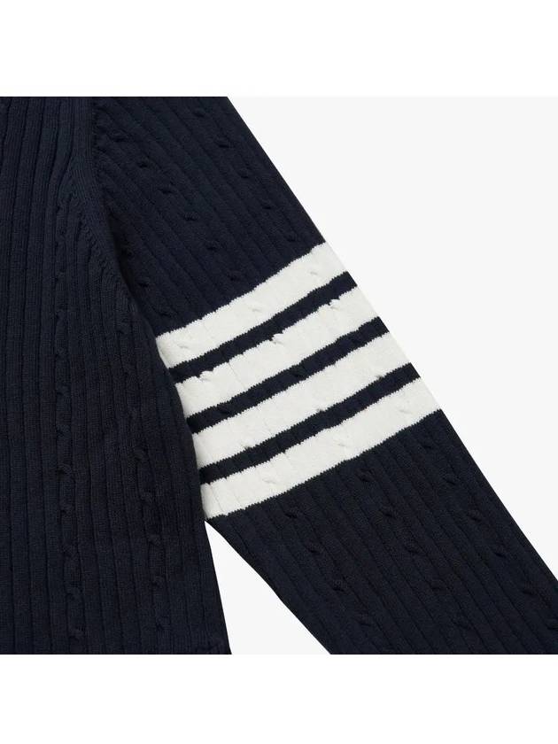 Baby Cable Cotton 4 Bar Crew Neck Knit Top Navy - THOM BROWNE - BALAAN 4