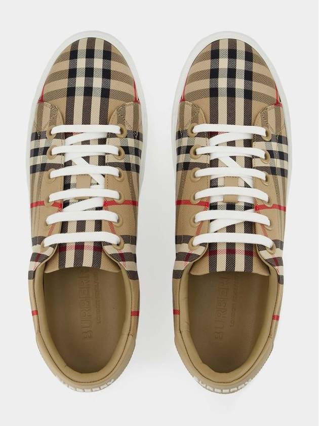 Vintage Check and Leather Sneakers Archive Beige - BURBERRY - BALAAN 5