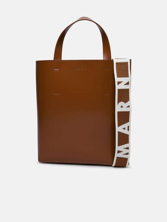 Museo Small Leather Tote Bag Brown - MARNI - BALAAN 1