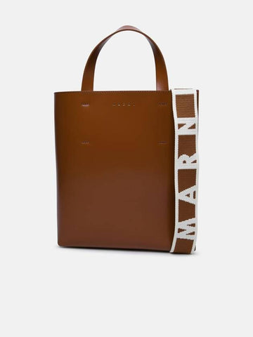 Museo Small Leather Tote Bag Brown - MARNI - BALAAN 1