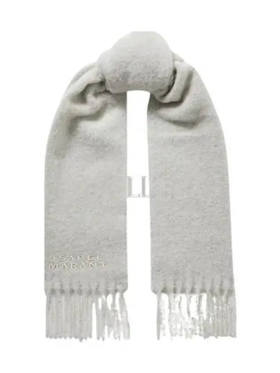 Pirni Embroidery Logo Alpaca Muffler Light Grey - ISABEL MARANT - BALAAN 2