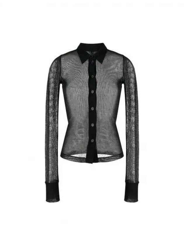 Rib See-Through Button-Up Shirt Black - HELMUT LANG - BALAAN 2