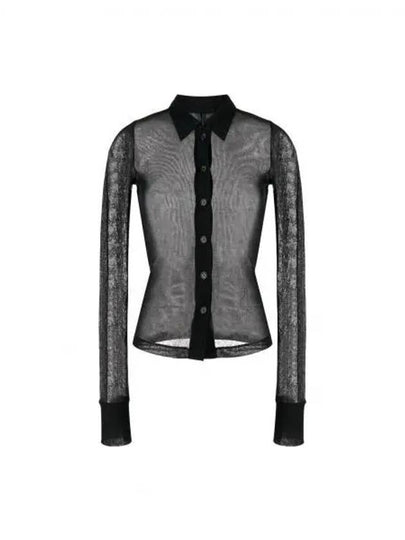 Rib See-Through Button-Up Shirt Black - HELMUT LANG - BALAAN 2