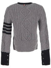 Women's 4 Bar Cable Classic Crew Neck Knit Top Grey - THOM BROWNE - BALAAN 4