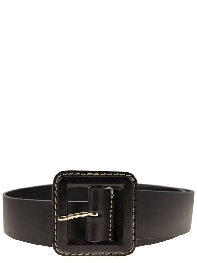 GERARD - Leather belt with covered buckle - WEEKEND MAX MARA - BALAAN 1