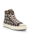 Men's Iconographe Canvas High Top Sneakers Beige - VALENTINO - BALAAN 4