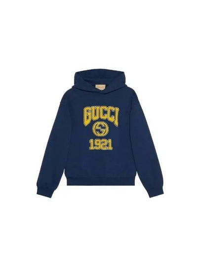 Cotton Jersey Hooded Sweatshirt Blue 770842XJF3O4030 - GUCCI - BALAAN 2