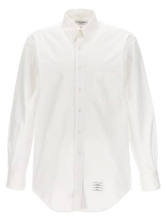 Men's Logo Patch Classic Cotton Long-Sleeve Shirt White - THOM BROWNE - BALAAN 2