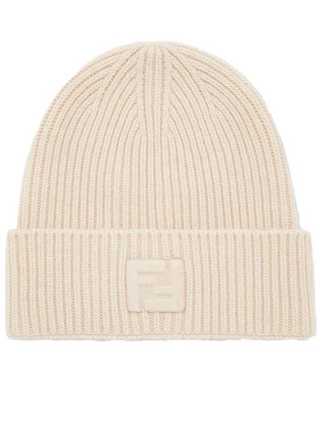 Logo Knit Beanie White - FENDI - BALAAN 1