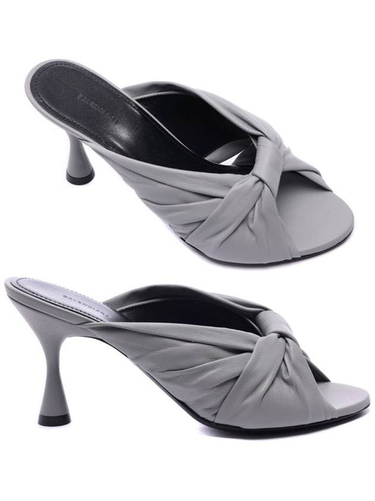 Women's Drapy Leather Sandals Heel Gray - BALENCIAGA - BALAAN 2