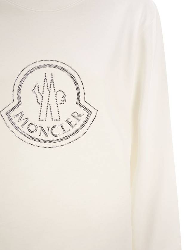 Crystal Logo Sweatshirt Off White - MONCLER - BALAAN 5