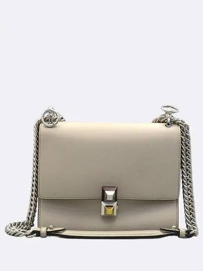 8M0381 A1FA F02TF Mocha Beige Color FF Logo Stud Decoration Khan Eye Small Chain Shoulder Bag - FENDI - BALAAN 2