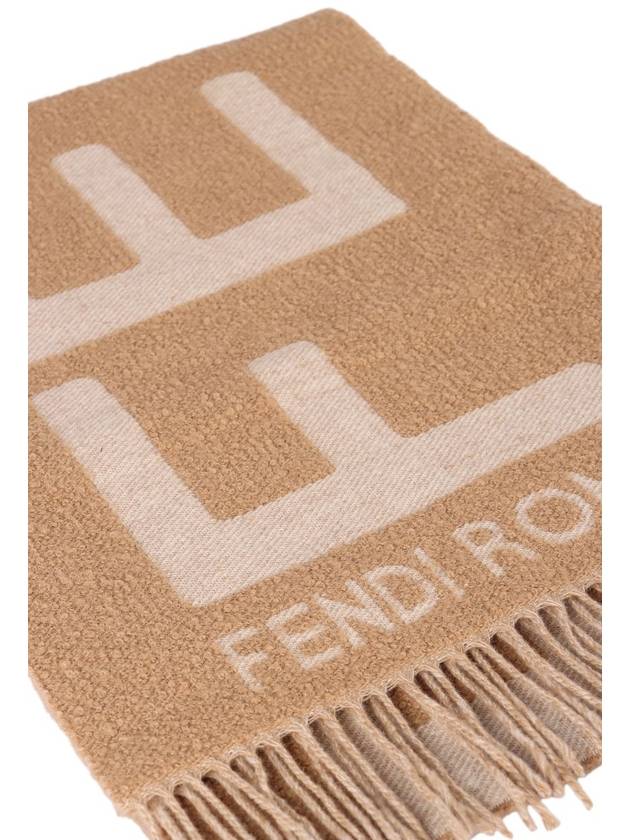 Logo Wool Alpaca Blend Scarf Beige - FENDI - BALAAN 4