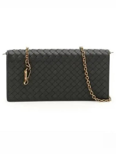 Leather Intrecciato Chain Shoulder Bag Black - BOTTEGA VENETA - BALAAN 2