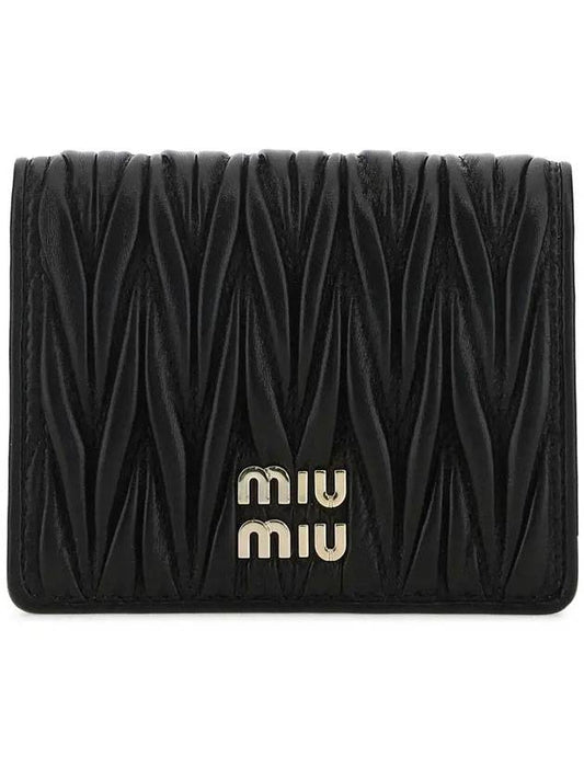Matelasse Leather Half Wallet Black - MIU MIU - BALAAN 1