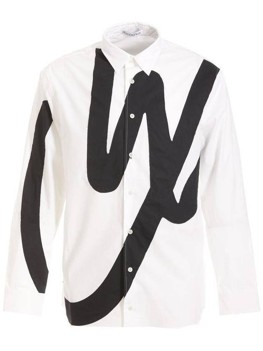 Logo Applique Long Sleeve Shirt White - JW ANDERSON - BALAAN.