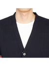 Milano Stitch Sprite Armband Cotton V-neck Cardigan Navy - THOM BROWNE - BALAAN 8