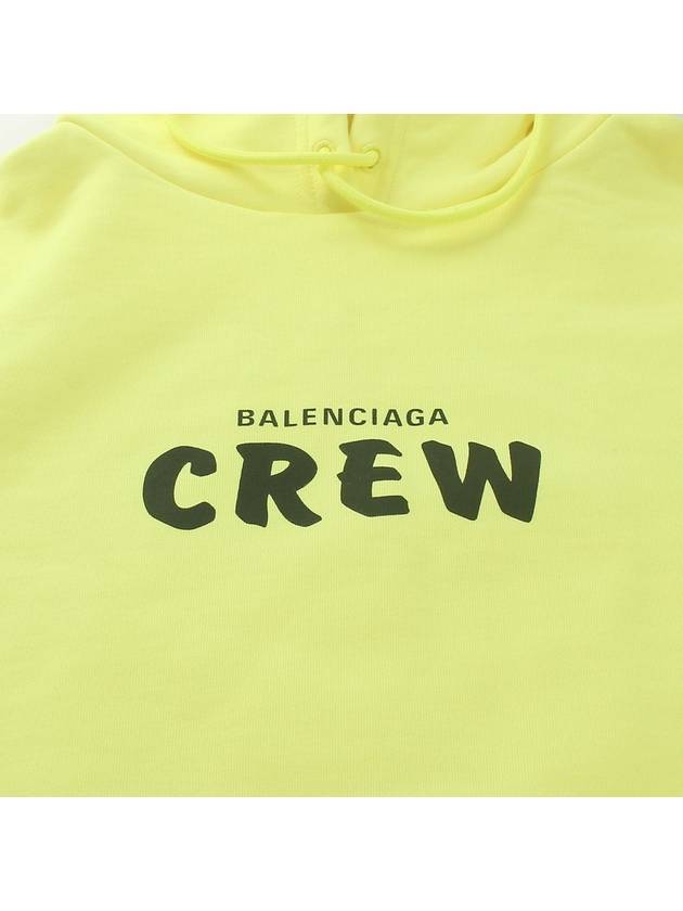 Crew Logo Print Oversized Hoodie Yellow - BALENCIAGA - BALAAN 4