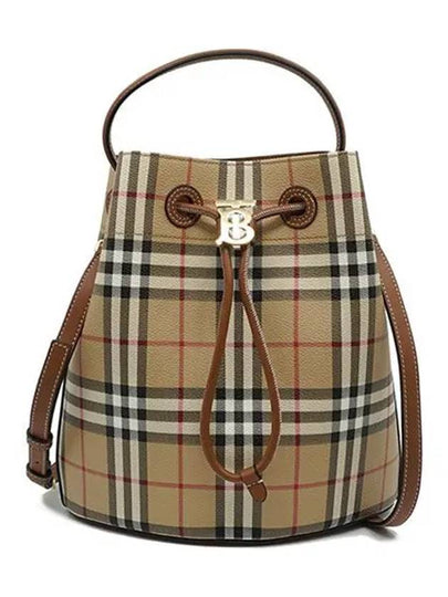 TB Leather Small Bucket Bag Beige - BURBERRY - BALAAN 2