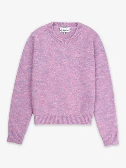 Cotton Mix Round Neck Knit Top Rose Violet - GANNI - BALAAN 2