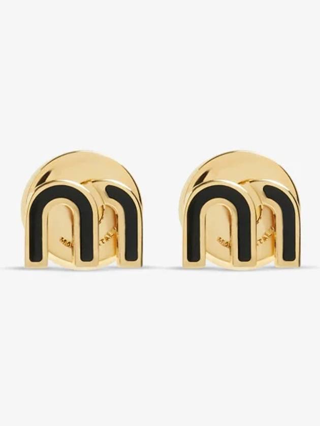 Enameled Metal Earrings Black - MIU MIU - BALAAN 3