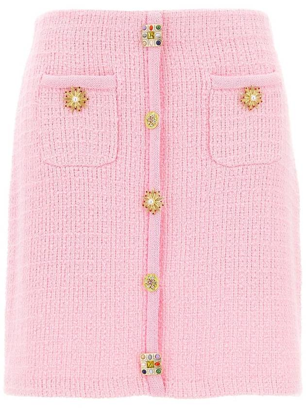 Self-Portrait 'Pink Jewel Button Knit Mini' Skirt - SELF PORTRAIT - BALAAN 1