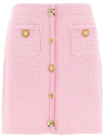 Self-Portrait 'Pink Jewel Button Knit Mini' Skirt - SELF PORTRAIT - BALAAN 1