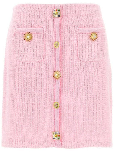 Self-Portrait 'Pink Jewel Button Knit Mini' Skirt - SELF PORTRAIT - BALAAN 1