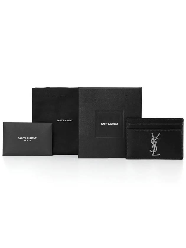 Monogram Card Case in Smooth Leather Black - SAINT LAURENT - BALAAN 5