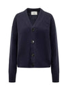 De Coeur V-Neck Cardigan Navy - AMI - BALAAN 1