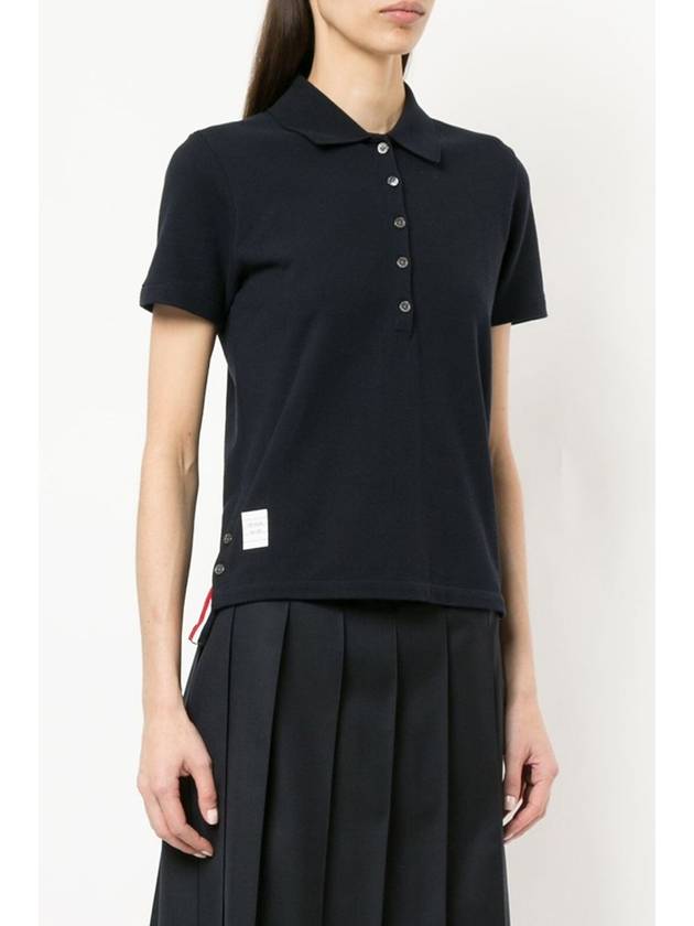 Classic Pique Center Back Stripe Relaxed Fit Short Sleeve Polo Shirt Navy - THOM BROWNE - BALAAN 5