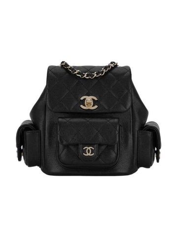 Grained Shiny Calfskin Small Backpack Black - CHANEL - BALAAN 1