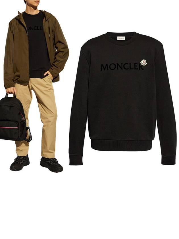 Logo Patch Sweatshirt Black - MONCLER - BALAAN 2